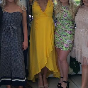 Lulus yellow wrap around dress